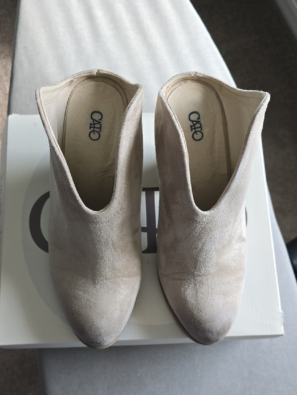 Cato Taupe Suede V-Cut Ankle Booties